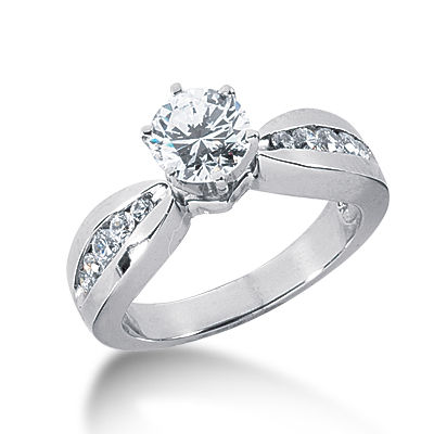 Ladies 14KT White Gold Platinum Fancy Engagement Ring ENR2224