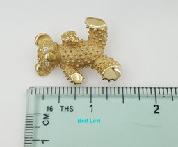 Vintage 14K Yellow Gold 0.06 ct Diamond Teddy Bear Brooch Pin 11.2 grams 35mm