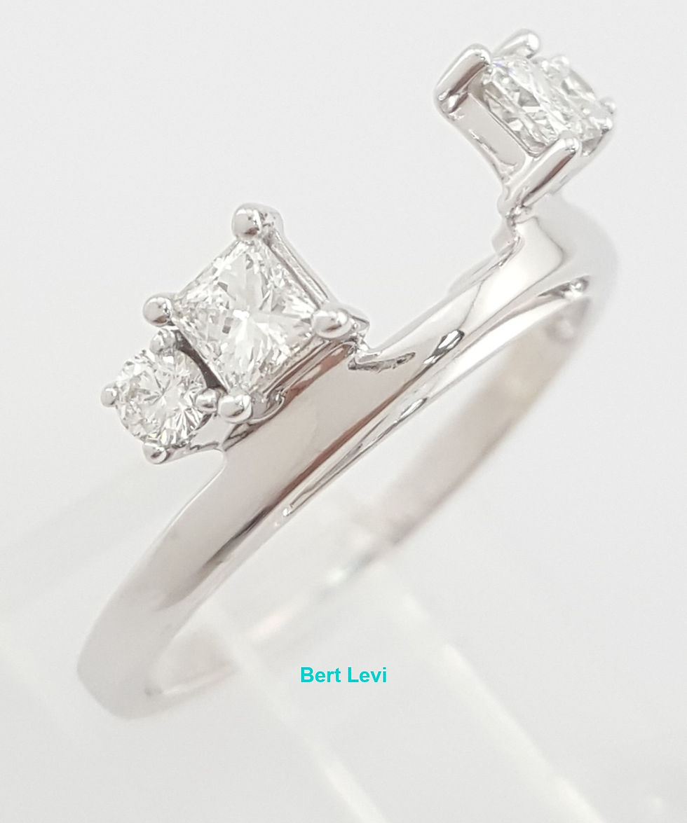 Thumbnail: The LEO Princess Round Diamond Enhancer Wedding Ring 14K W Gold 0.49 ct $2,700