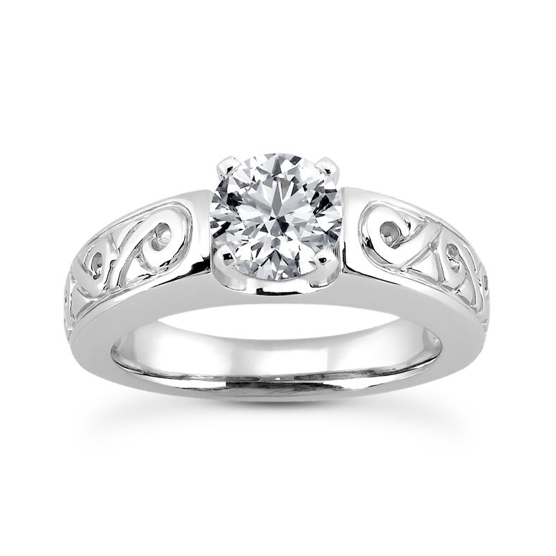 Ladies 14KT White Gold Platinum Antique Engagement Ring ENR6667