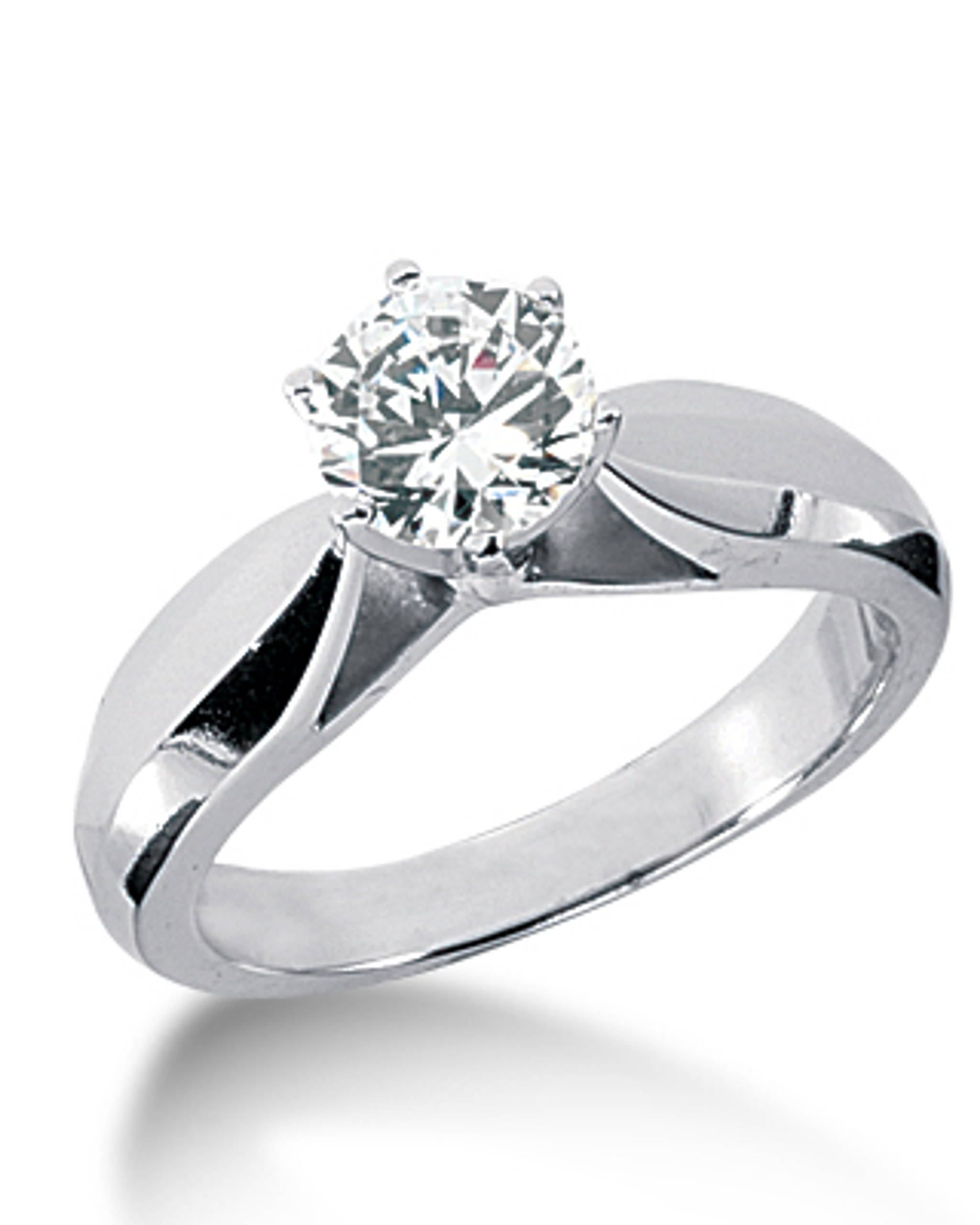 Ladies 14KT White Gold Platinum Solitaires Engagement Ring ENR1070