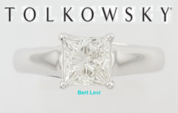 Tolkowsky Princess Ideal Cut Diamond Solitaire Engagement Ring 0.95ct 14k W Gold