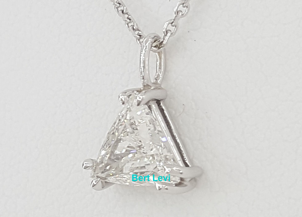 Thumbnail: Trillion Diamond Solitaire Pendant Necklace 0.97 ct 14K White Gold GIA Rtl $6.5K