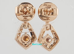 LeVian Chocolate Nude Diamond Drop Dangle Earrings 14k Strawberry Gold 0.63 ct
