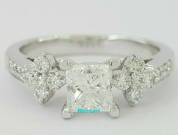 Princess Cut Diamond Engagement Ring 1.30 ct 18K White Gold D/VS2 Rtl $10,000
