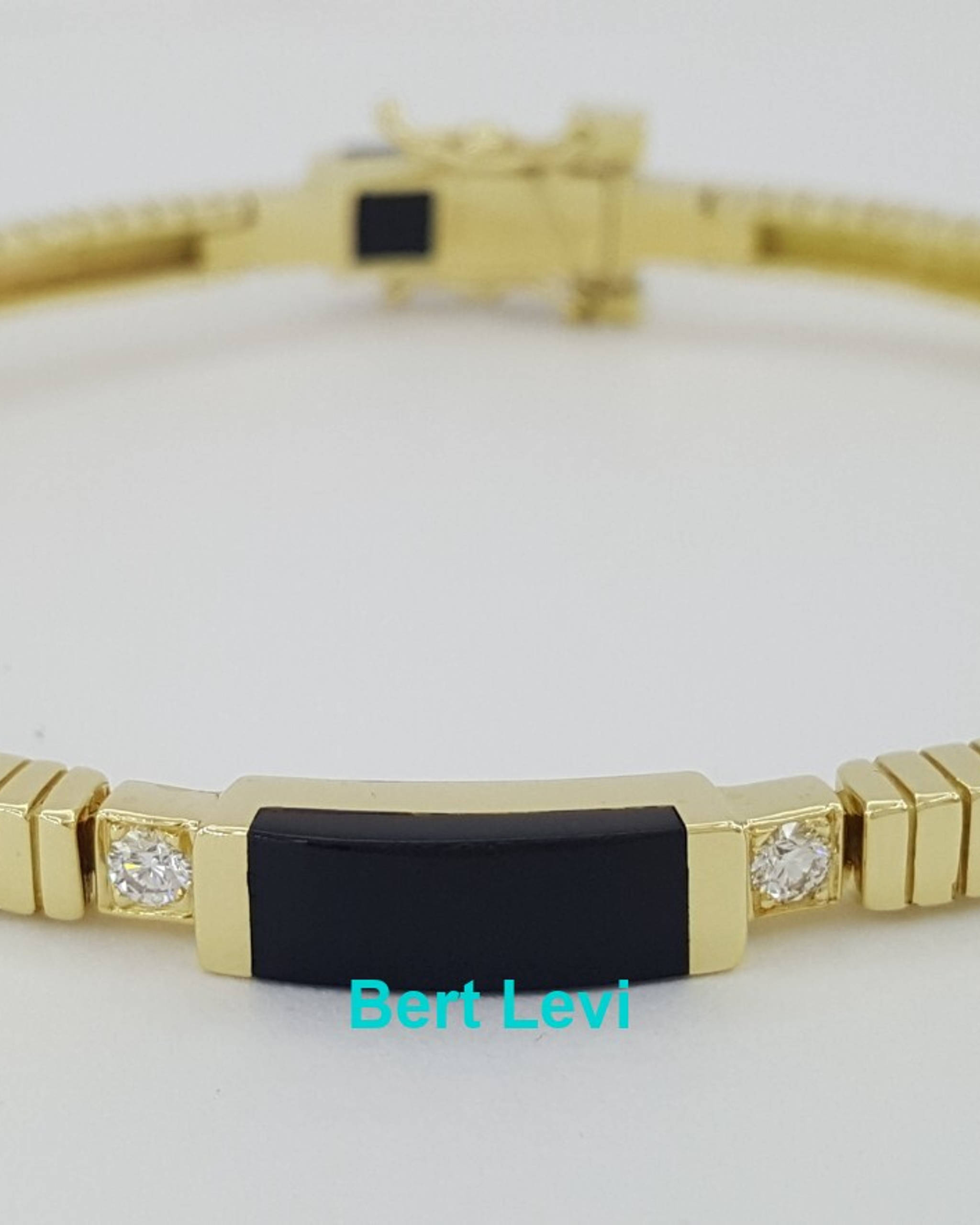 Bernard K Passman Black Coral Diamond 18k Yellow Gold Omega Bracelet 28 Grams 8"