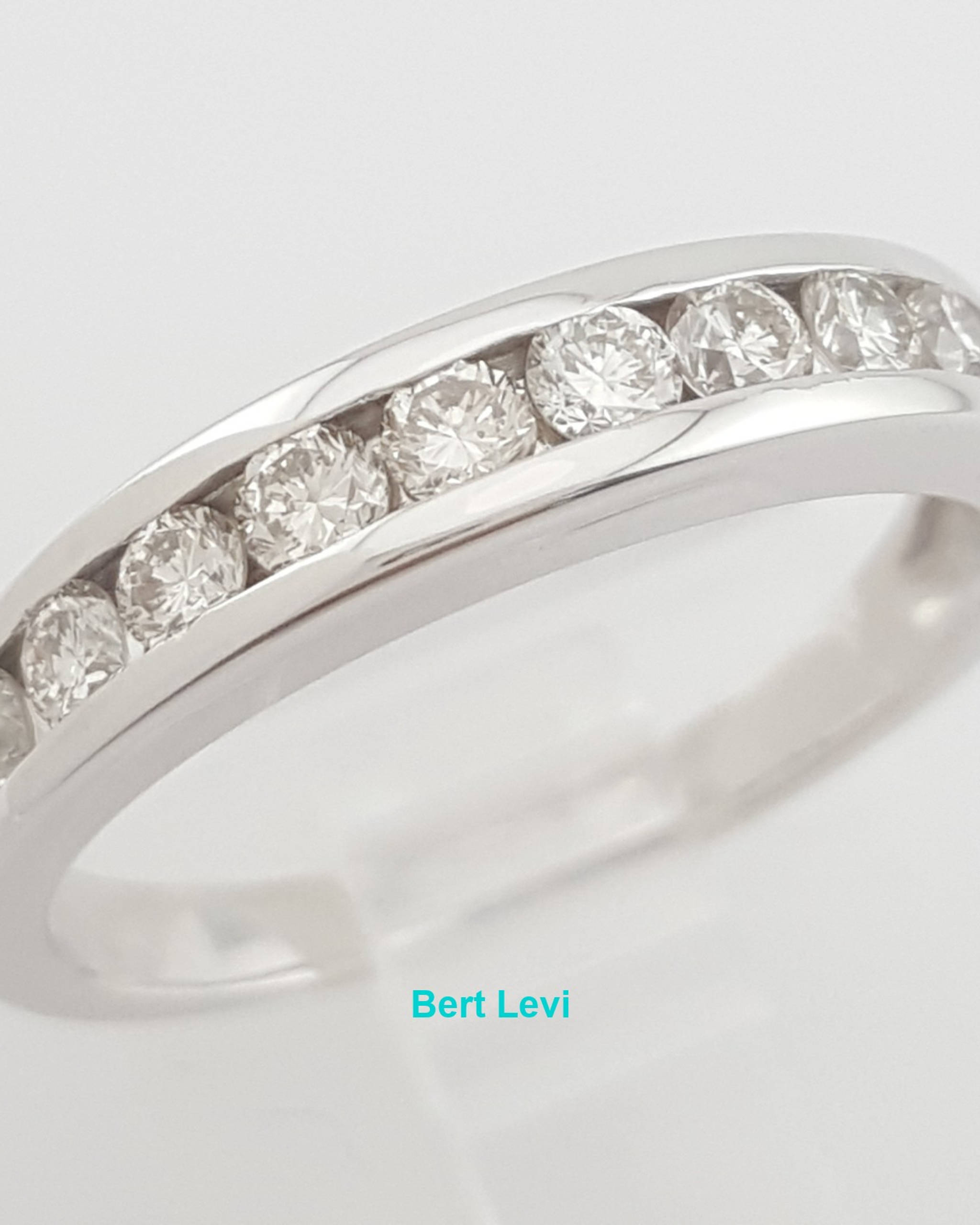 Round Diamond Channel Set Wedding Band Ring 0.54 ct 3.8 mm 14k White Gold