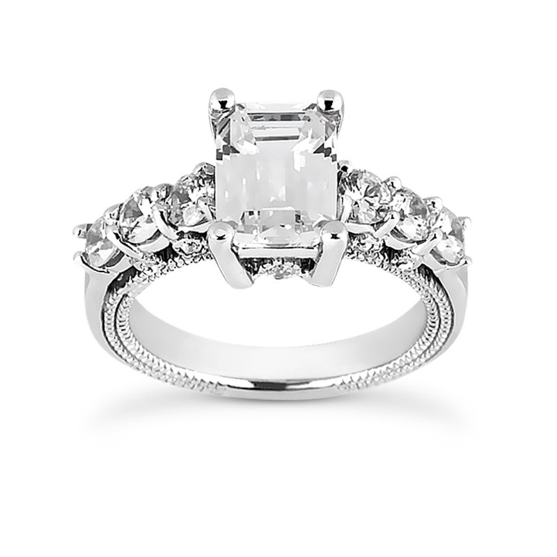 Ladies 14KT White Gold Platinum Fancy Engagement Ring ENR6850