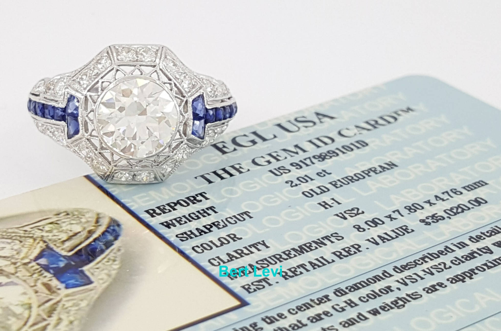 Vintage Art Deco Old European Diamond Engagement Ring 2.63 ct Platinum Rtl $35K
