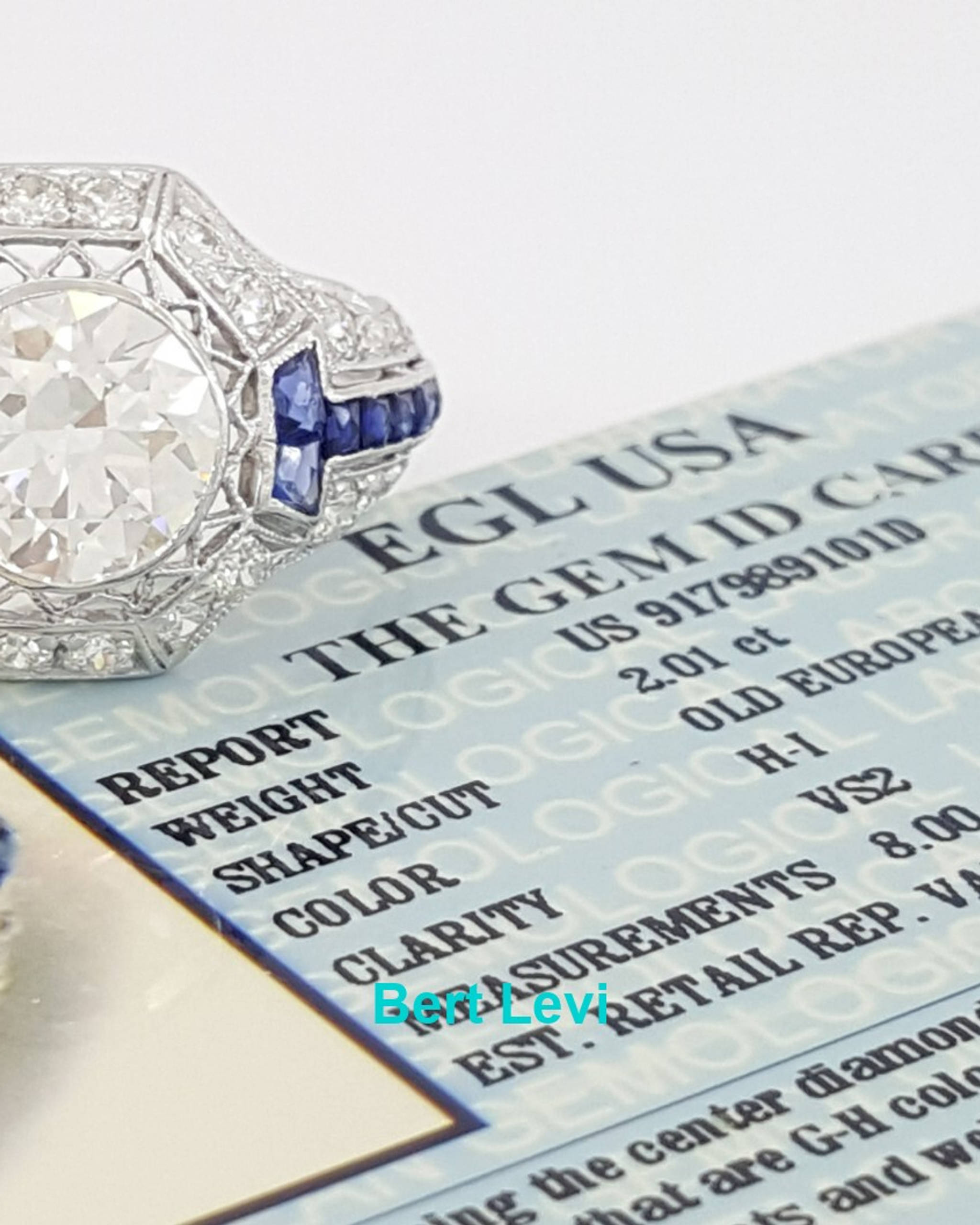 Vintage Art Deco Old European Diamond Engagement Ring 2.63 ct Platinum Rtl $35K