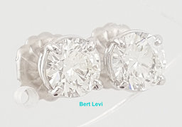 Natural Round Brilliant Cut Diamond Stud Earrings 1.5 ct 14k White Gold Rtl $5K