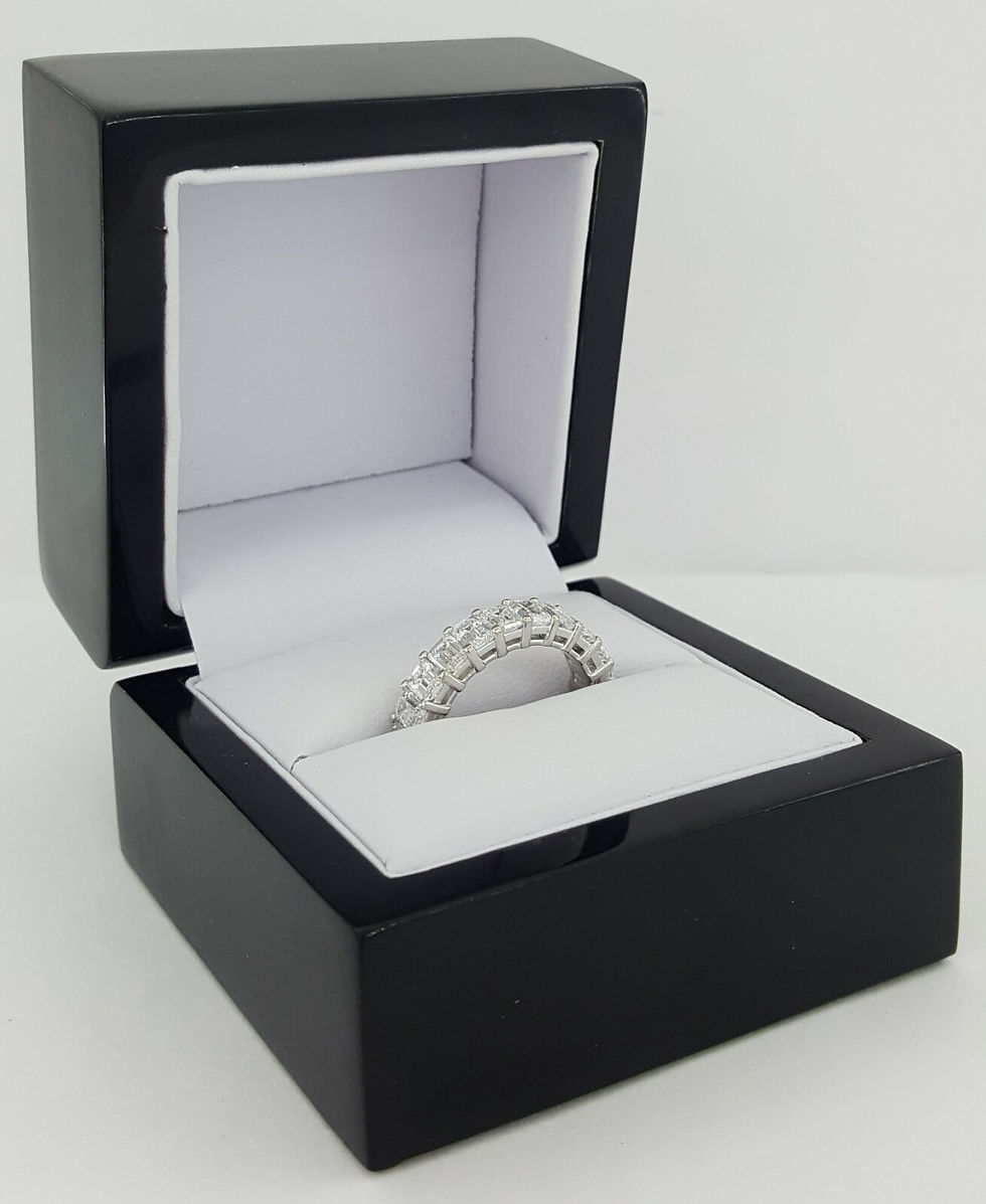 Thumbnail: Emerald Cut Diamond Full Circle Eternity Wedding Ring 5.35 ct Platinum 4.8mm Sz6