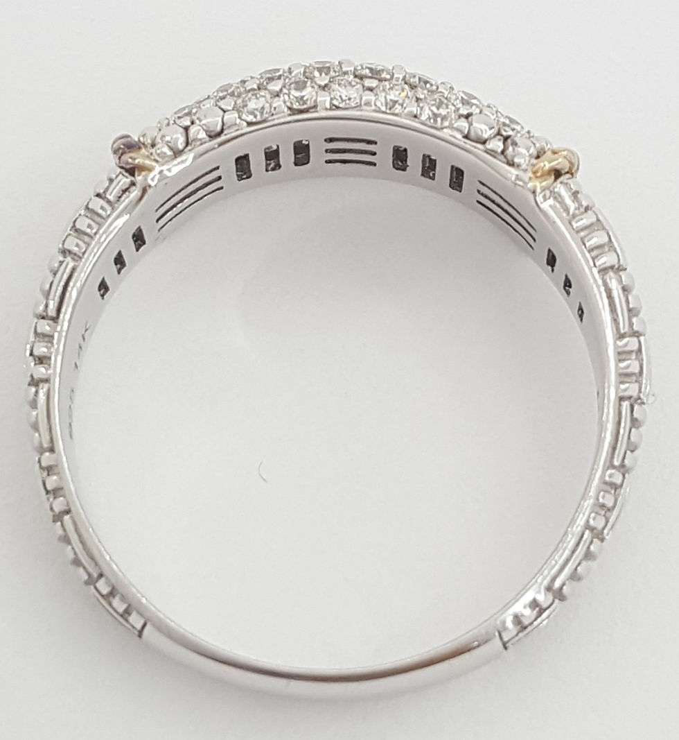 Thumbnail: PiyaRo Tessoro Pave Diamond Band Ring 0.5 ct Silver & 14K Gold