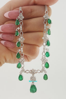 Colombian Emerald Diamond Drop Necklace 11.15 ct 18k Gold 18.8 Gr Rtl $30K