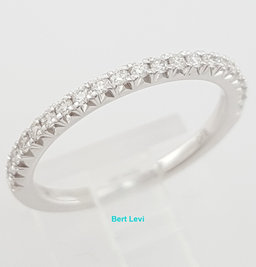 French Pave Round Diamond Wedding Band 0.26 ct 14k White Gold 1.8 mm