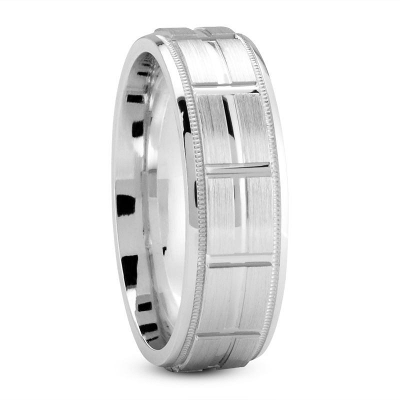 Mens 14KT White Gold Platinum Traditional Wedding Band M1128