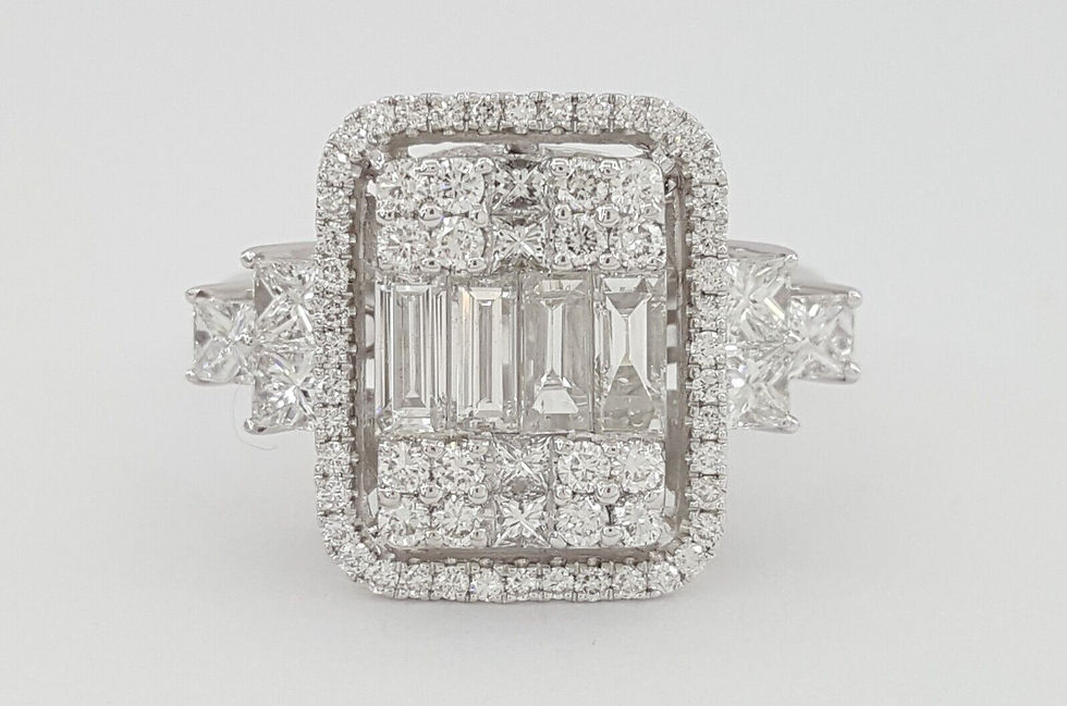 1.75 ct Princess Baguette Round Cut Diamond 18k White Gold Ring Retail $5,950