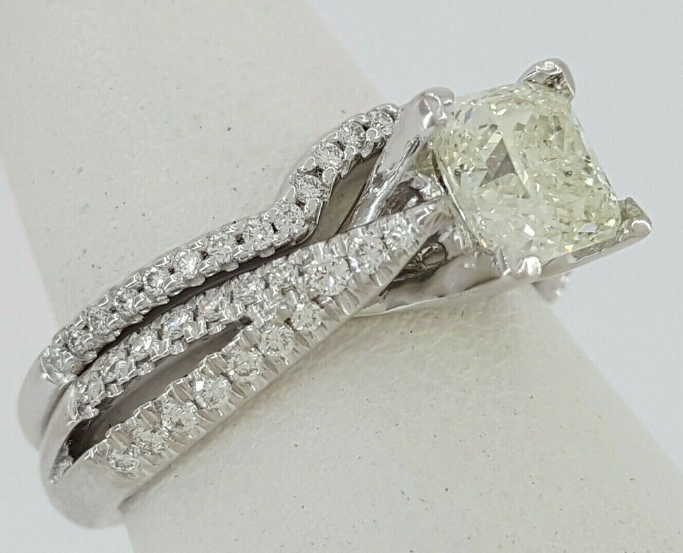 Thumbnail: Princess & Round Cut Diamond Engagement Wedding Ring Set 1.8 ct Parade 18k
