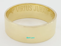 Masonic Freemasons Virtus Junxit Mors Men's Ring 14K Gold 7.4 mm