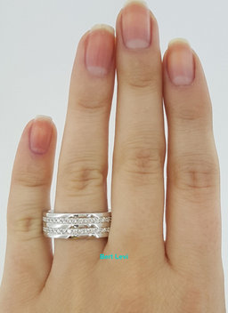 Two Row Round Diamond Channel Set 1 ct 14K White Gold Wedding Band / Ring 7.6mm