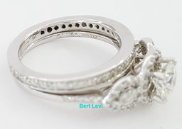 Gabriel & Co Round Diamond Halo 1.28 ct 14K W Gold Engagement Ring Set Rtl $6K