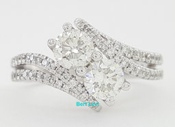 Bypass Crossover 2-Stone Round Diamond Engagement Ring 1.3 ct 14K White Gold