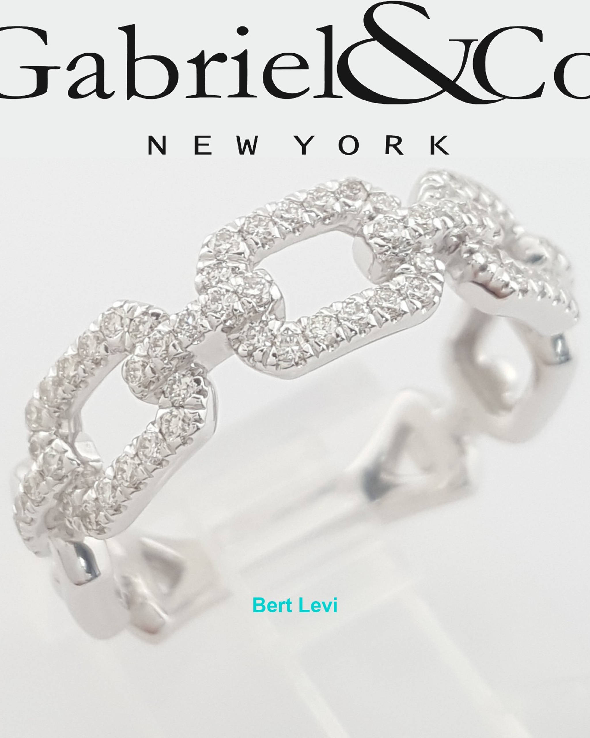Gabriel & Co. Round Pave Diamond Link Band Ring 0.35 ct 14k Rtl $1,975
