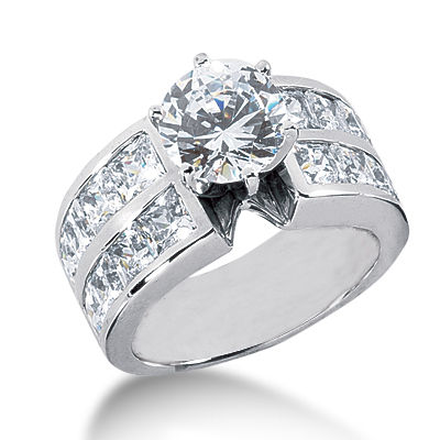Ladies 14KT White Gold Platinum Fancy Engagement Ring ENR1327