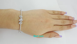 Pear & Round Cut Diamonds 1.2 ct Bangle Bracelet 18K White Gold 6.5"