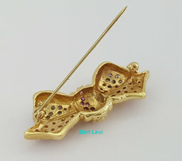 LeVian Le Vian 14K Yellow Gold 0.85 ct Pink Sapphire & Diamond Bow Pin Brooch