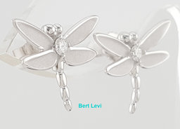Tiffany & Co 18K White Gold Dragonfly Diamond Stud Earrings 0.16 ct 4 Gr 15.5 mm