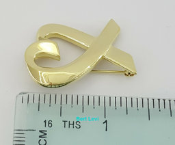 Tiffany & Co Paloma Picasso 18K Yellow Gold Loving Heart Brooch Pin Large 1.25"