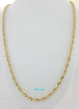 Yellow Gold Lightweight Diamond Cut Rope Chain Necklace 10K 28" 17.3 Grams 5 mm