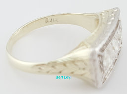 Antique Art Deco Old European Diamond Ring 0.3 ct 2-Tone Gold