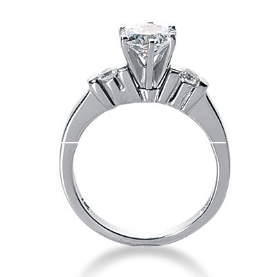 Thumbnail: Ladies White Gold Platinum Round Diamond Three Stones Engagement Ring ENR1260