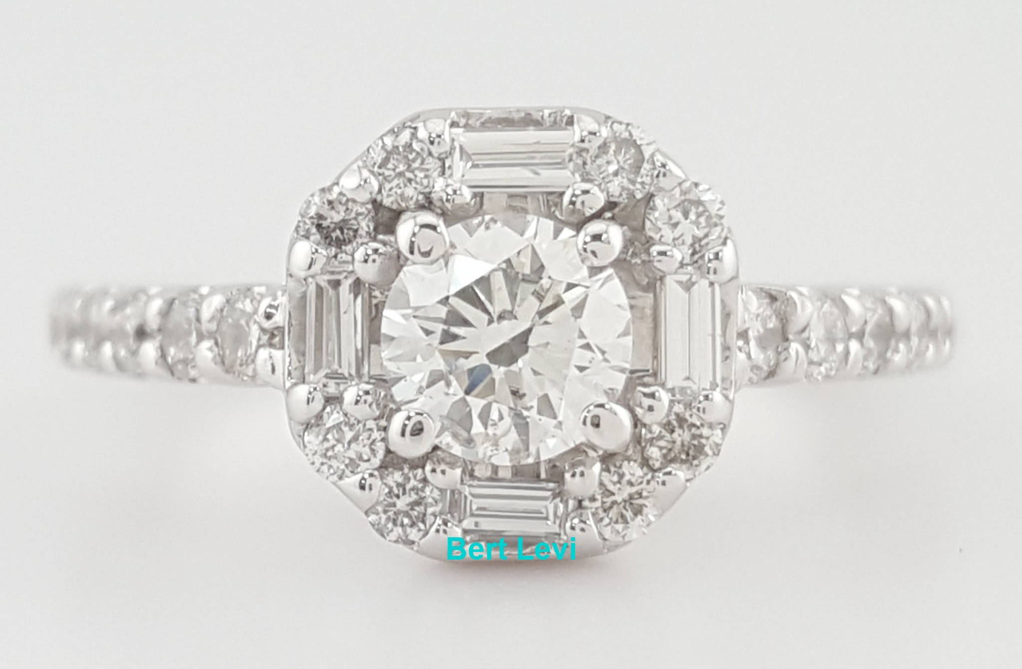 Natural Round Diamond Halo Engagement Ring 14k White Gold 0.71 ct