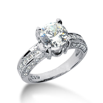Ladies 14KT White Gold Platinum Fancy Engagement Ring ENR1608