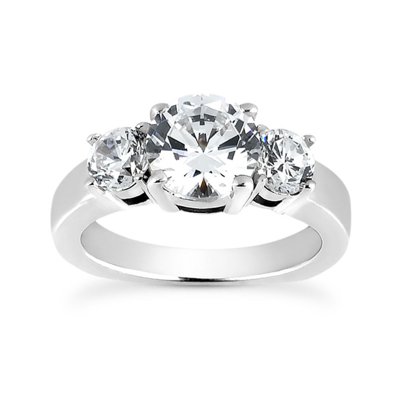 Ladies White Gold Platinum Round Diamond Three Stones Engagement Ring ENR7607