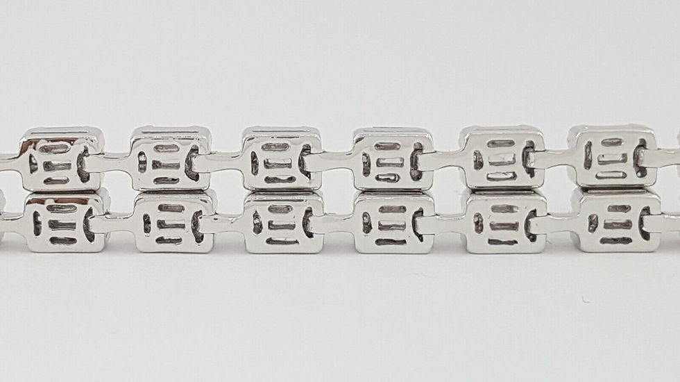 Thumbnail: Round & Baguette Diamond Double Row Tennis 5.8 ct 18k White Gold Bracelet 7.25"