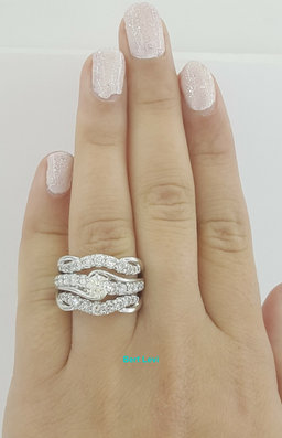 Tolkowski Round Brilliant Cut Diamond Engagement & Wedding Rings Set 2.12 ct 14K