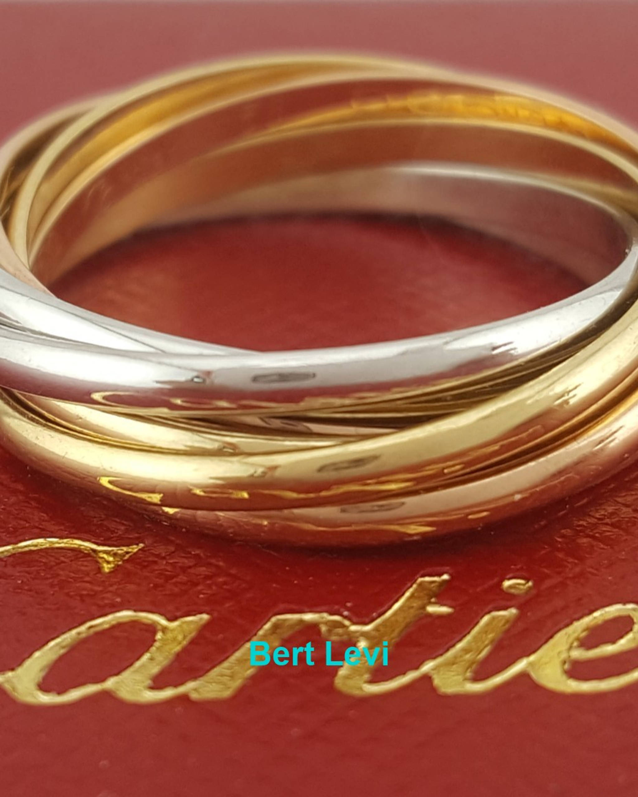 Vintage Cartier Trinity 7 Seven Band Rolling Rings 18k Multi Colored Gold Sz 56