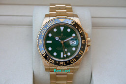 ROLEX 116718 GMT MASTER II 18K YELLOW GOLD GREEN DIAL
