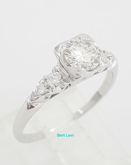 Vintage Round Cut Diamond 0.7 ct Engagement / Anniversary Ring 14K White Gold