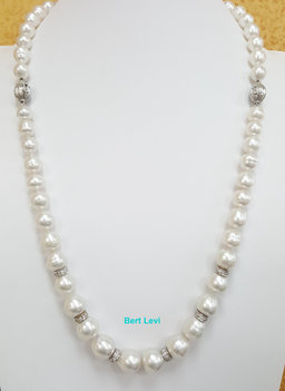 South Sea Pearl Diamond Necklace 2.75 ct 31.5" or 16.5" & 15" 18K White Gold