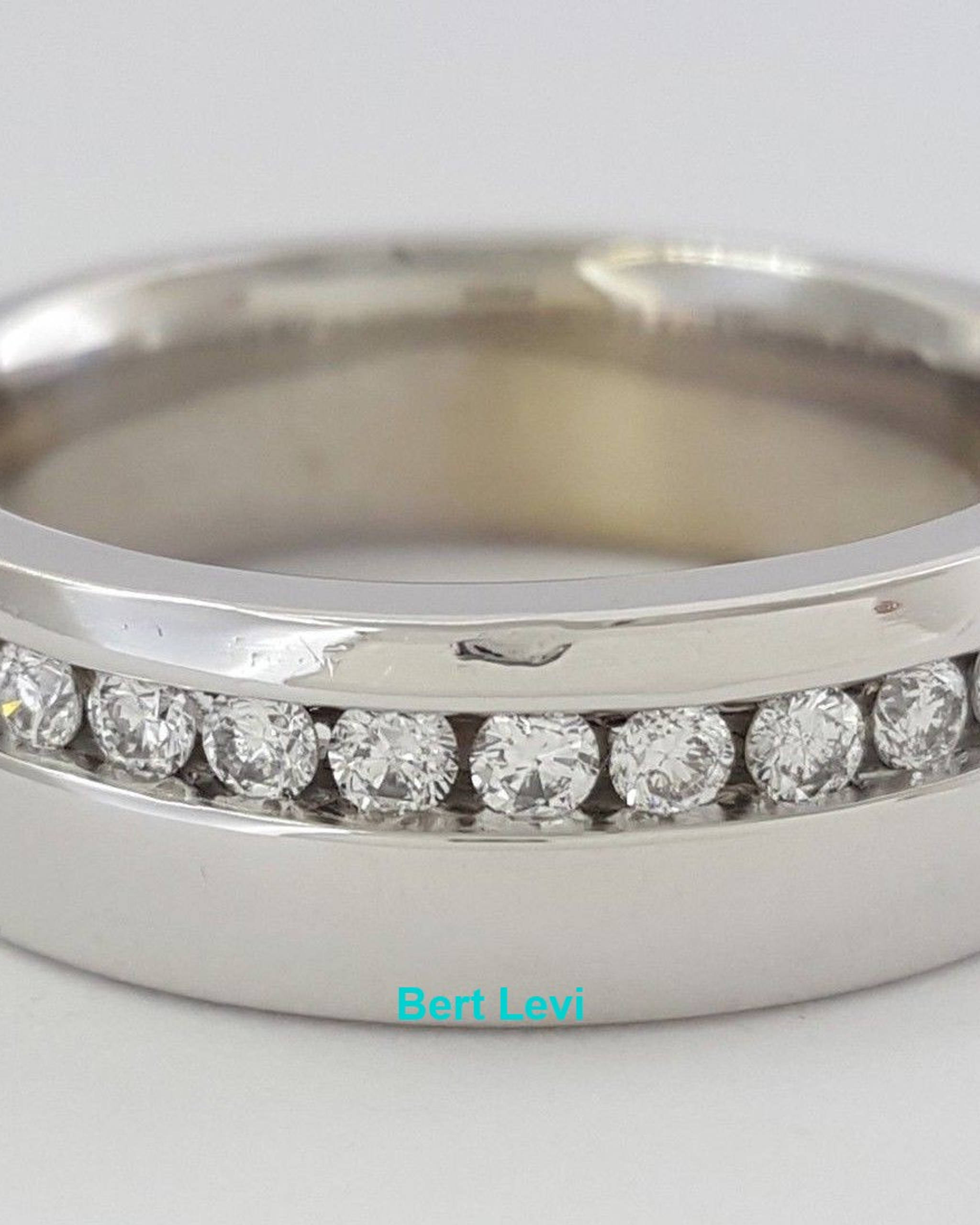 0.5 ct 14k White Gold Round Cut Diamond Wedding Band Ring 12.5 Grams 7 mm