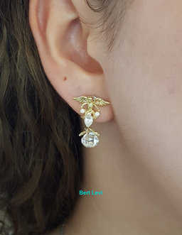 Vintage Julius Cohen 4.37 ct Briolette Diamond 18k Angel Drop Ear-Clip Earrings