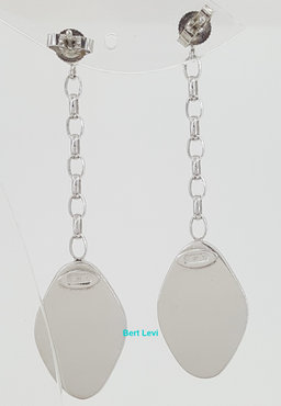 White Gold Drop Dangle Earrings Italy 14K 5 Grams 2"