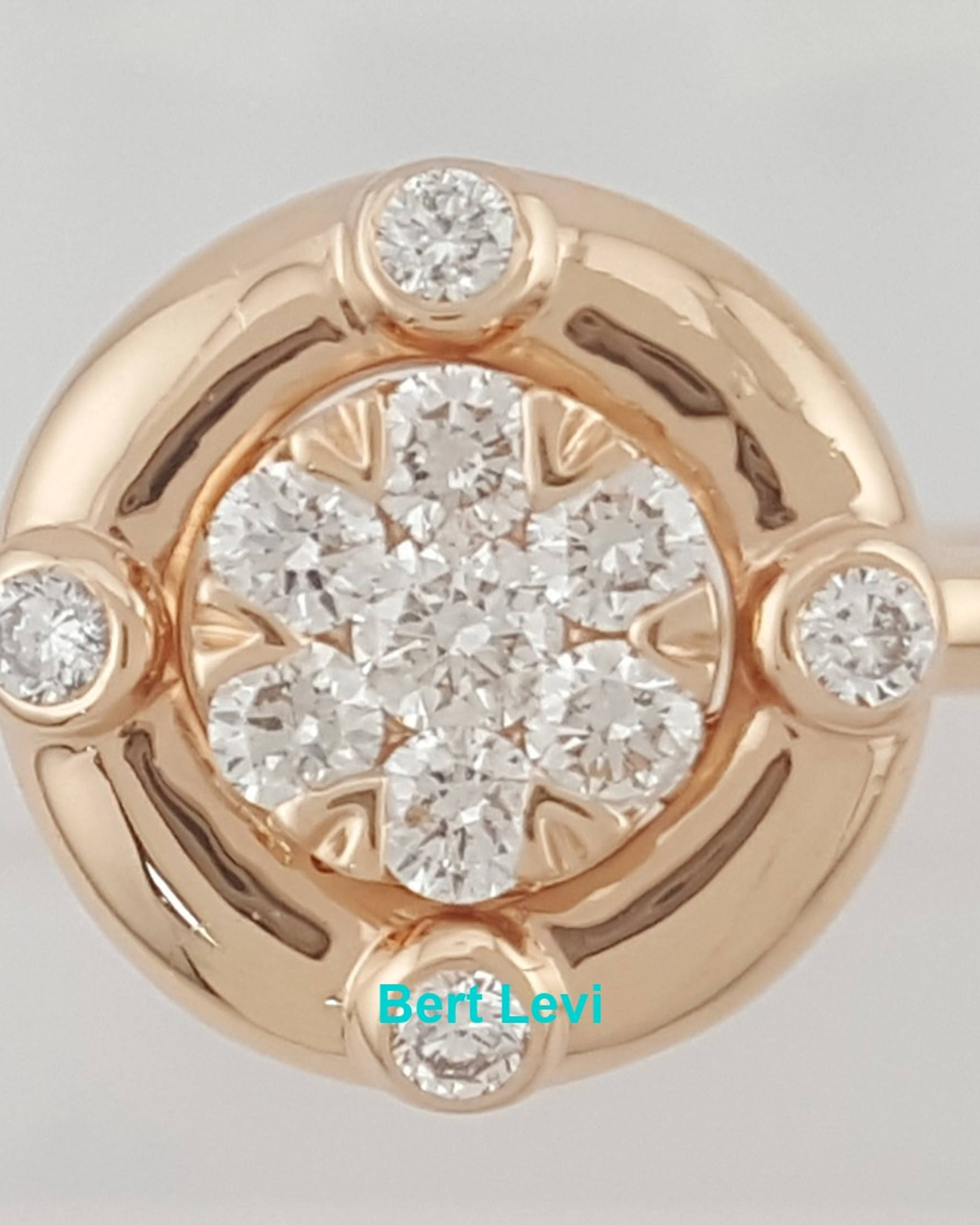 Round Diamond Cluster Halo Engagement Ring 14k Rose Gold 0.25 ct 2.5 Grams