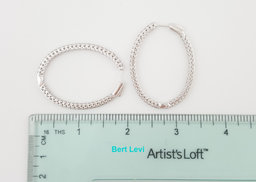 Inside Out Diamond Oval Hoop Earrings 3 ct 14k W Gold 1.8" 10.8 Grams Rtl $6,500
