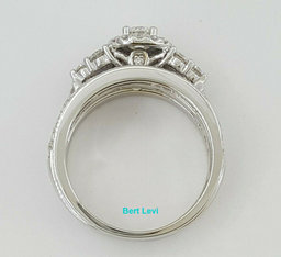 1.62 ct 14K White Gold Round Diamond Wedding Halo Engagement Wedding Ring Set